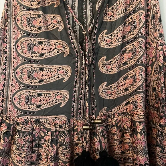 Anthropologie Omika Paola Maxi Dress, Size M, Pink & Olive Green, Boho, Pockets - Picture 5 of 10